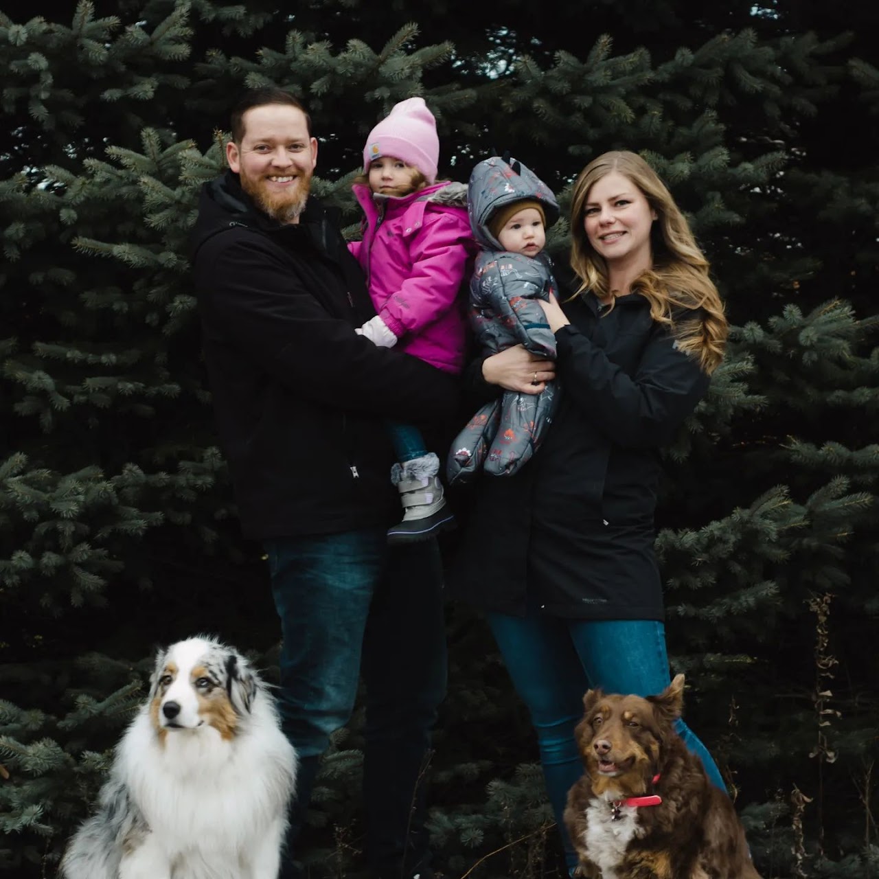 Dillon Howard with his wife Jessica, their children, and family dogs